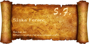 Siska Ferenc névjegykártya
